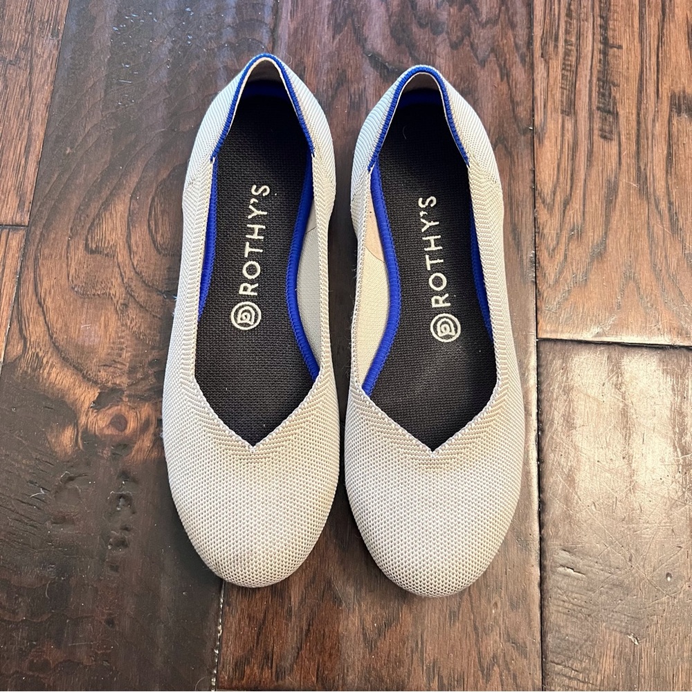 Rothy's The Flat Round Toe Flax Birdseye Gray Cream Ballet Flats